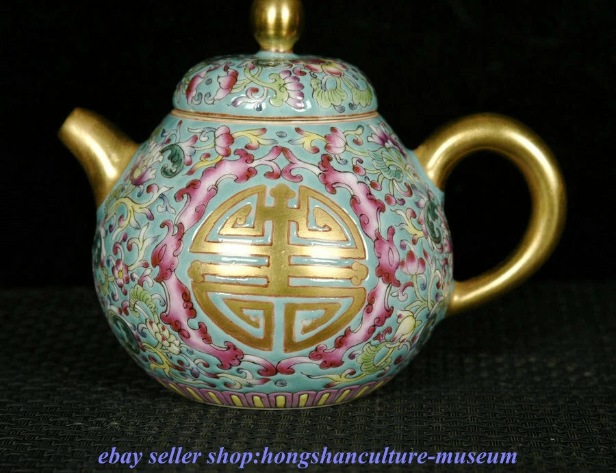4.8 " Yongzheng Marked China Colour Enamel Porcelain Gilt Dynasty Flower Teapot | eBay
