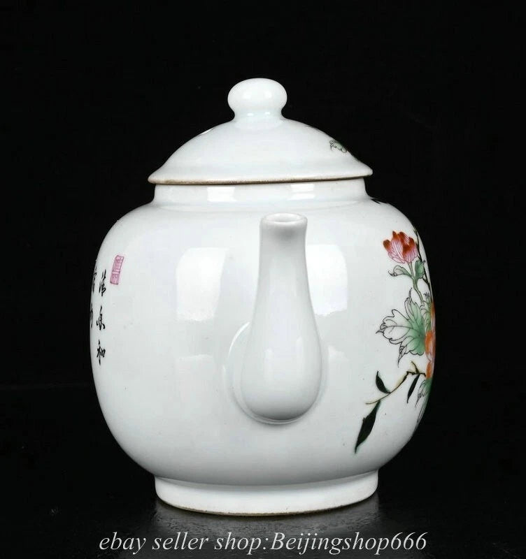 6.8" Old Chinese Kangxi Enamel Porcelain Dynasty Flower Tea Pot Kettle | eBay