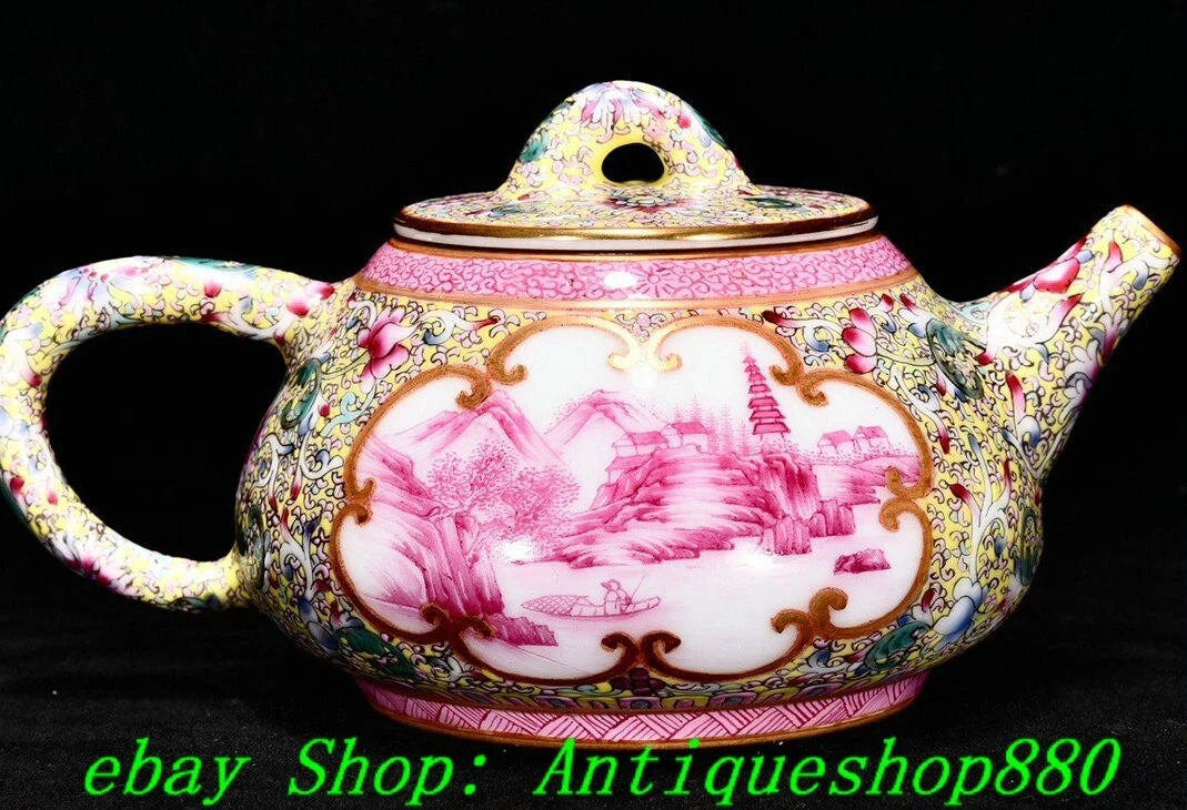 5.1"Qing Qianlong Enamel Colour Porcelain Gold Flower Bird Wine Tea Pot Flagon | eBay