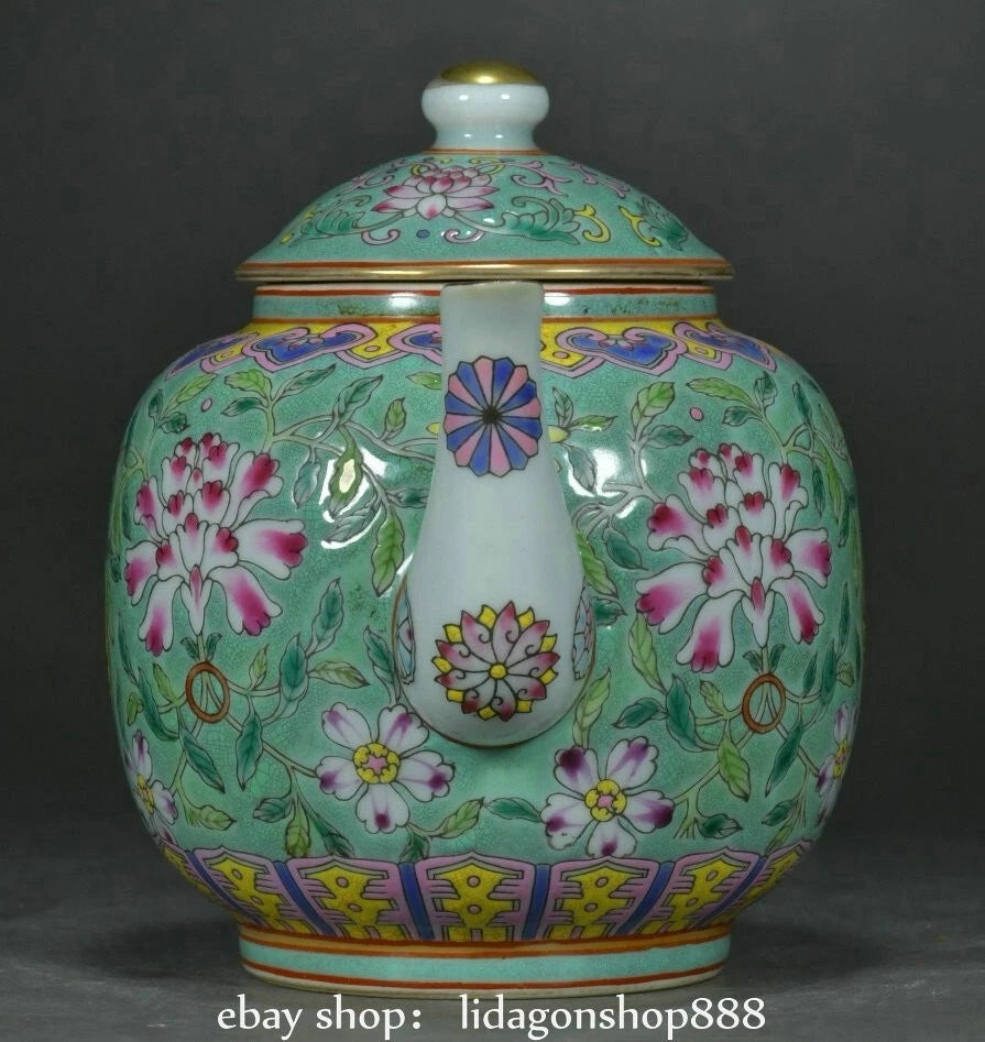 6.8" Yongzheng Marked Enamel Porcelain Flower Leaf Words Pattern Wine Teapot | eBay
