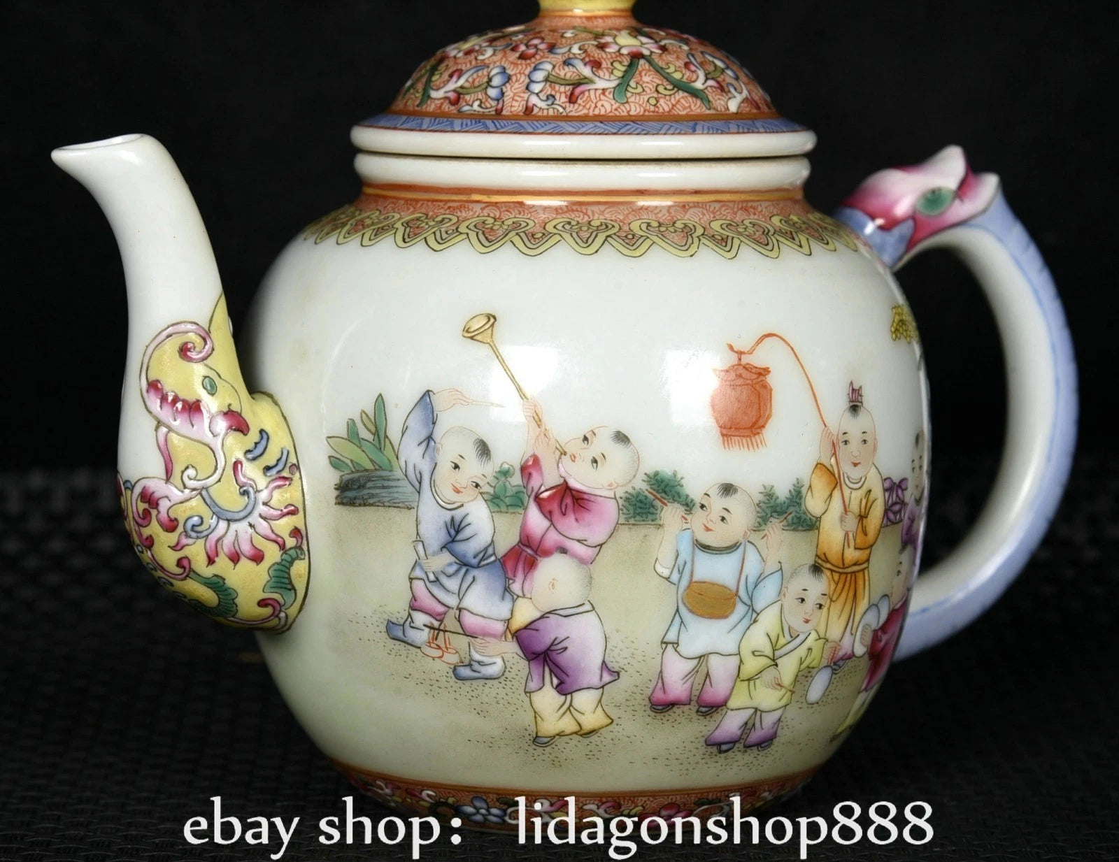 6.2" Qianlong Marked Enamel Porcelain Gilt Human Child Pattern Wine Teapot | eBay