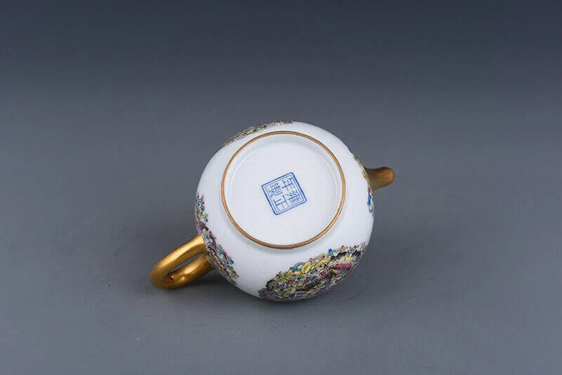 5.3" Old dynasty Porcelain yongzheng mark colour enamels Butterfly Flower Teapot | eBay
