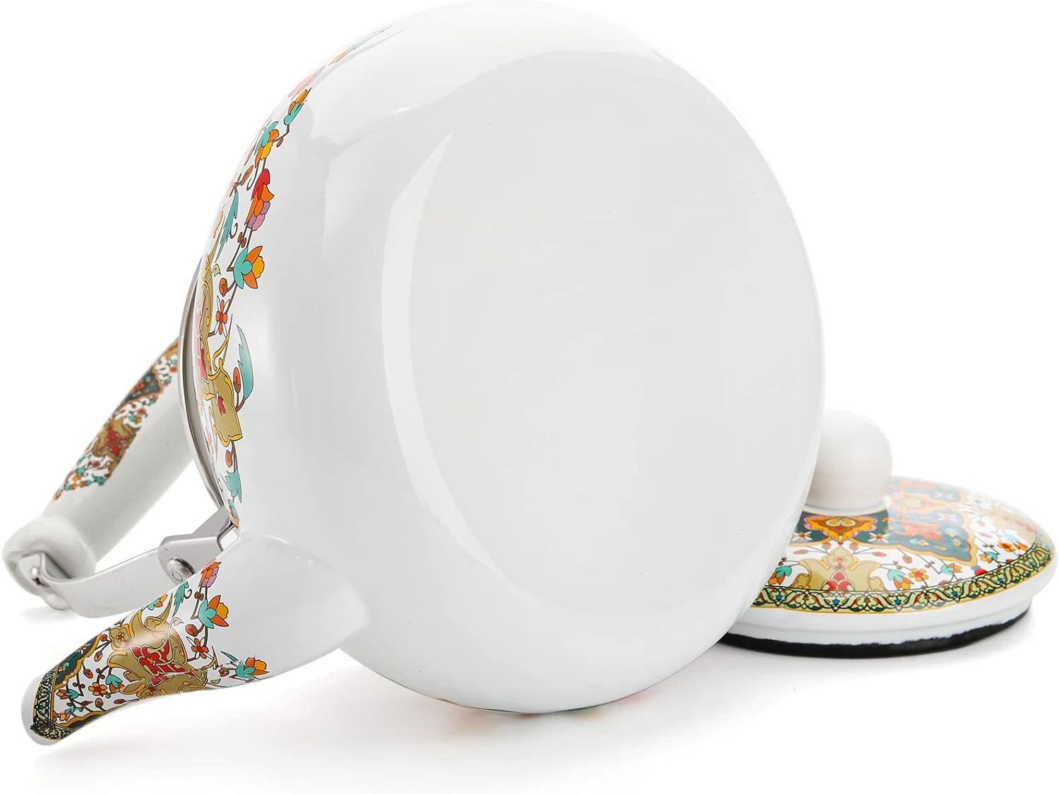 2.6 Quart Enamel Tea Kettle Stovetop Vintage Anti Rust Teapot Enameled Teakettle