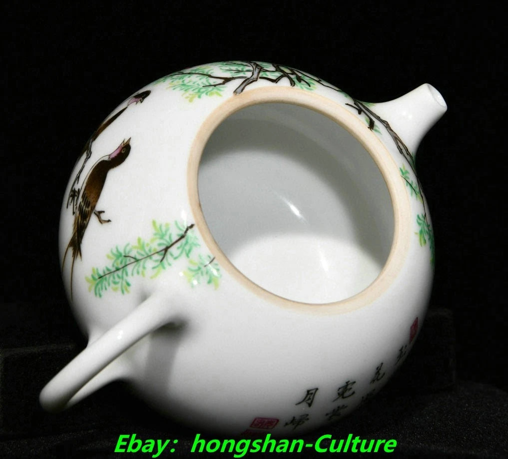 2.8" Yongzheng Dynasty Colour Enamel Porcelain Tree Flower Bird Lid Teapot Pot | eBay