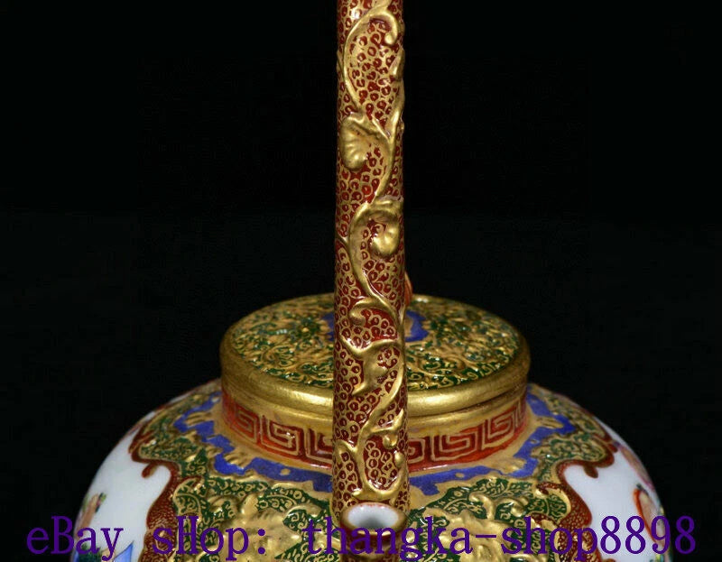 5" Qianlong Year Enamel Colour Porcelain Gold Western belle Beauty flagon Teapot | eBay