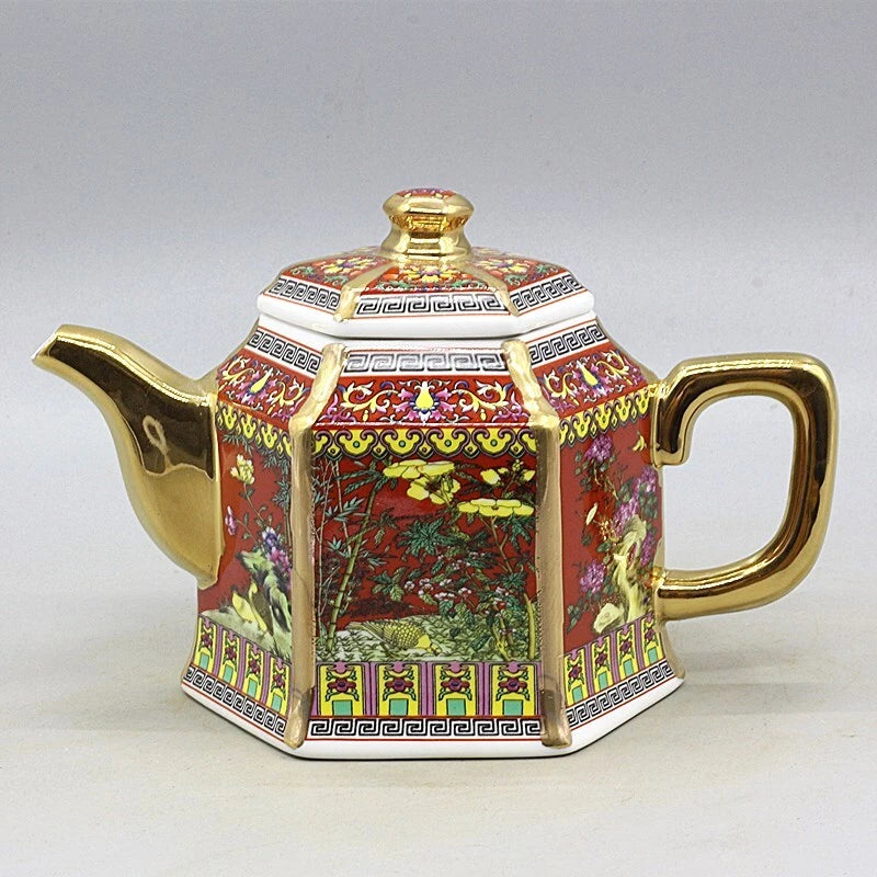6.5" Chinese Qing Colour Enamels Porcelain Gild Flower Six Sides Teapot | eBay