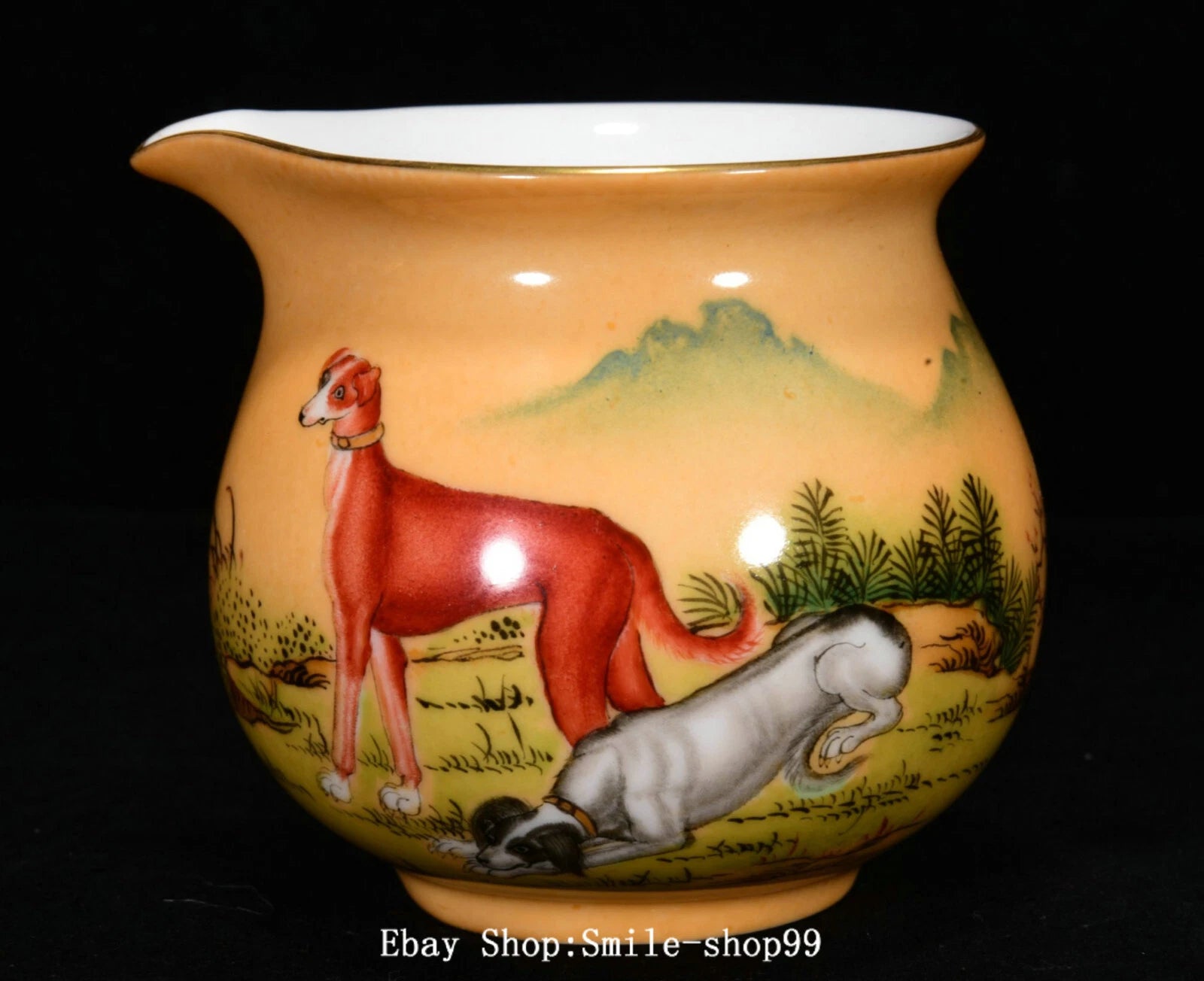 6.2" Yongzheng Enamel Colour Porcelain Pastoral Dogs Animal Tea Pot Cup Set | eBay