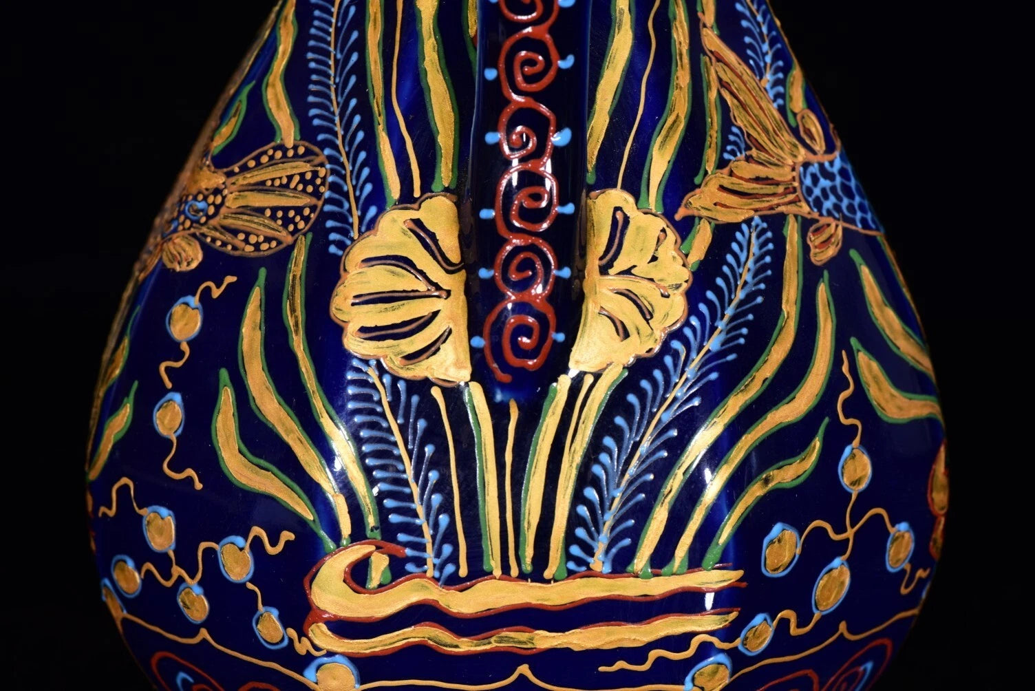 12.4" Cloisonne enamel porcelain Sea grass fish statue Flagon Tea makers Tea Pot