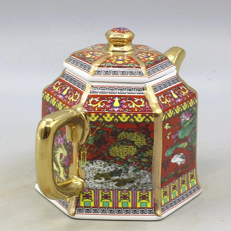6.5" Chinese Qing Colour Enamels Porcelain Gild Flower Six Sides Teapot | eBay