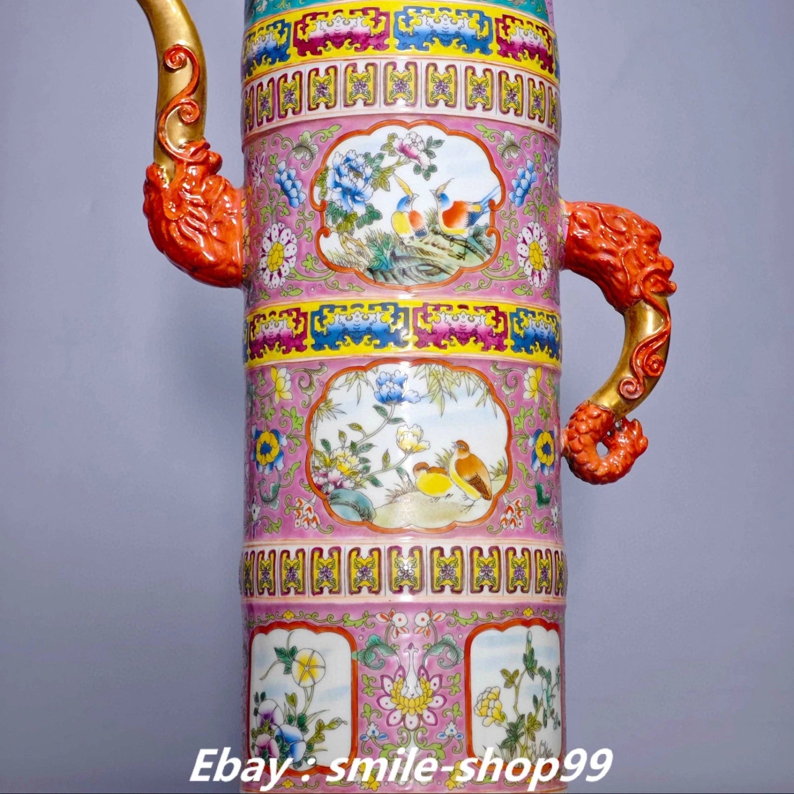 20.4" Yongzheng Enamel Colour Porcelain Gilt Flower Bird Wine Tea Pot Flagon | eBay