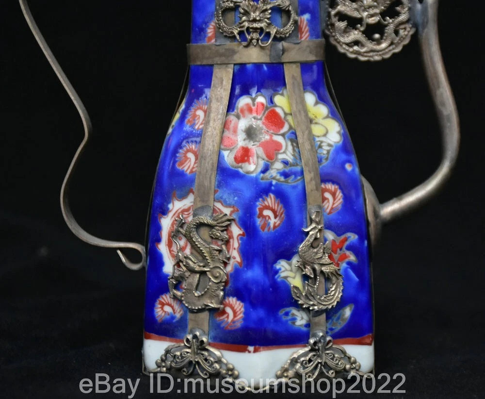 5.8 " Old Chinese Copper Enamel Porcelain Dynasty Portable Kettle Teapot Statue | eBay