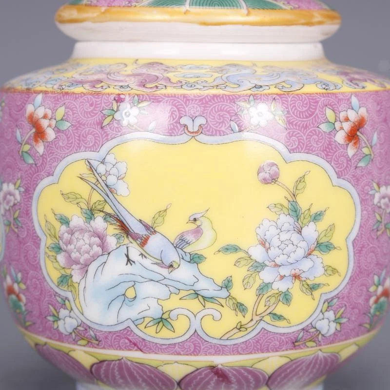 3.9" Chinese Colour Enamels Porcelain Flower Animal Bird Caddy Tea Pot | eBay