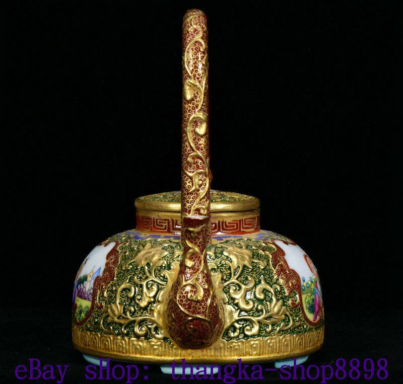 5" Qianlong Year Enamel Colour Porcelain Gold Western belle Beauty flagon Teapot | eBay