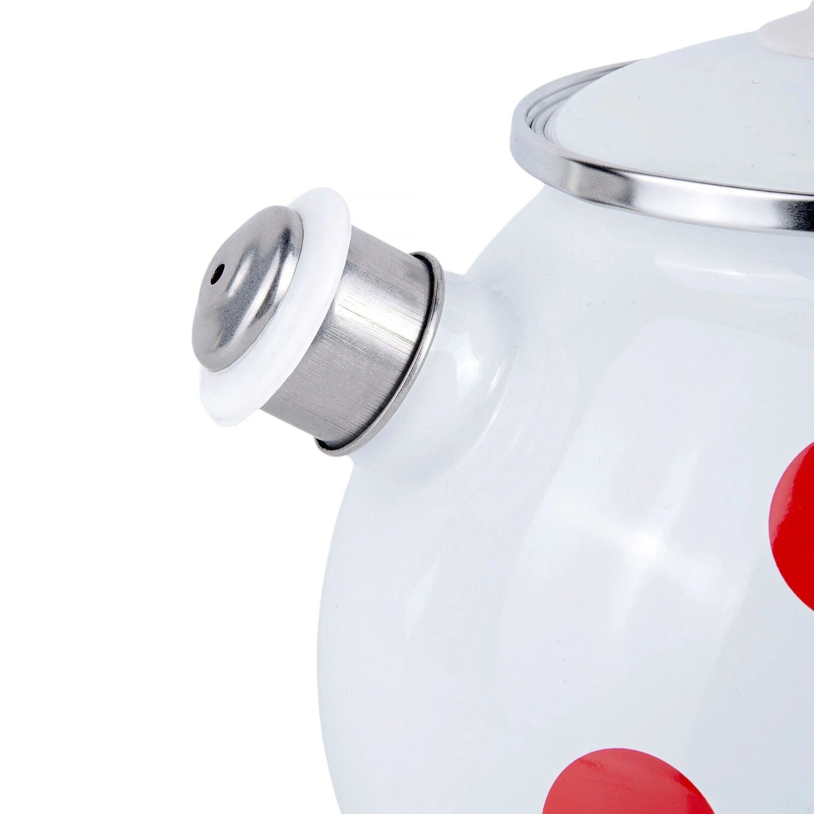 2.6-qt STPGOODS Red Polka Dot Enamel Teapot Stovetop Kettle with Whistle Vintage