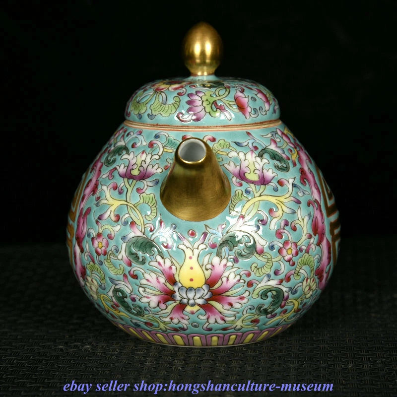 4.8 " Yongzheng Marked China Colour Enamel Porcelain Gilt Dynasty Flower Teapot | eBay
