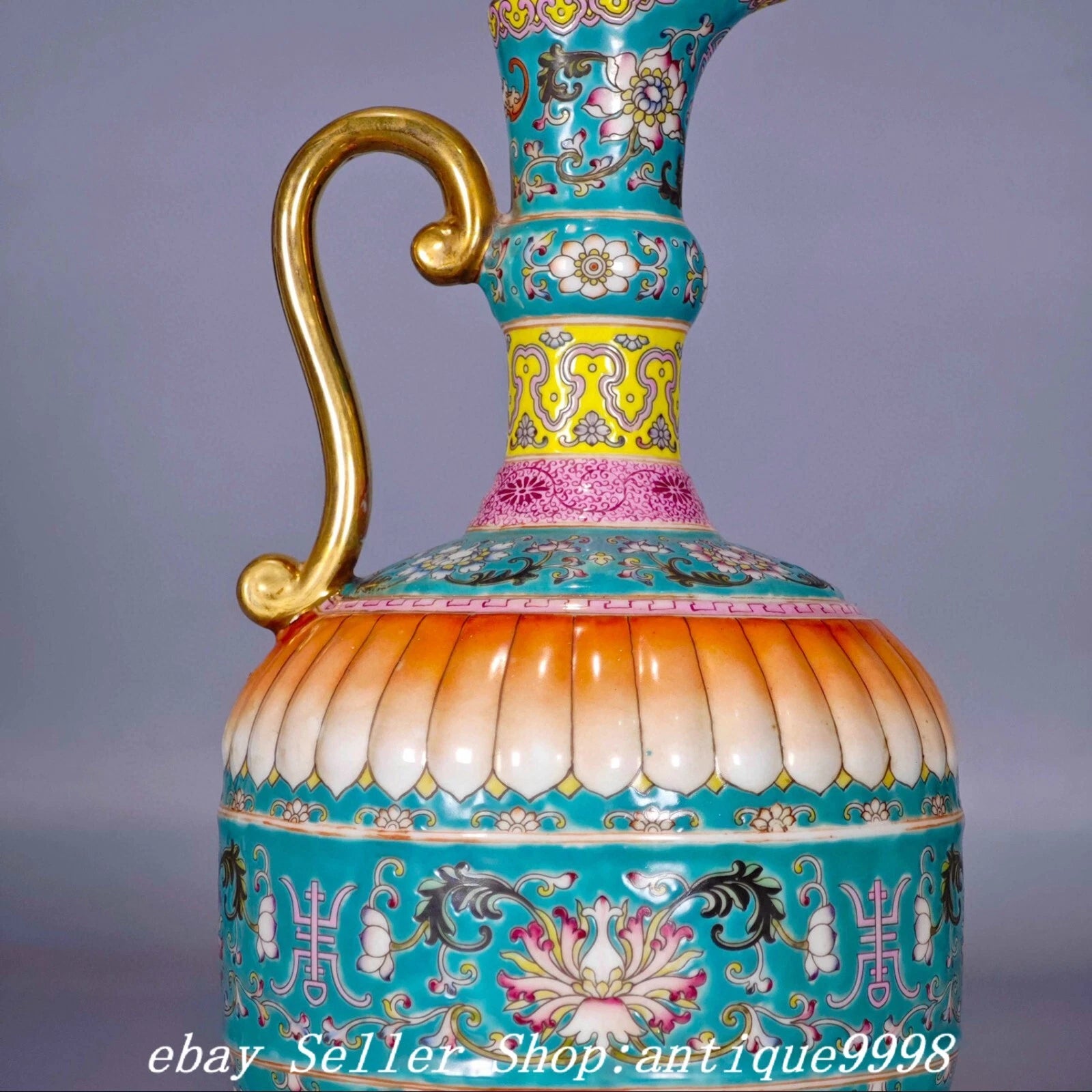 11.8''Old Qing Dynasty Enamel Color Porcelain Gold Flower Wine Tea Pot Flagon | eBay