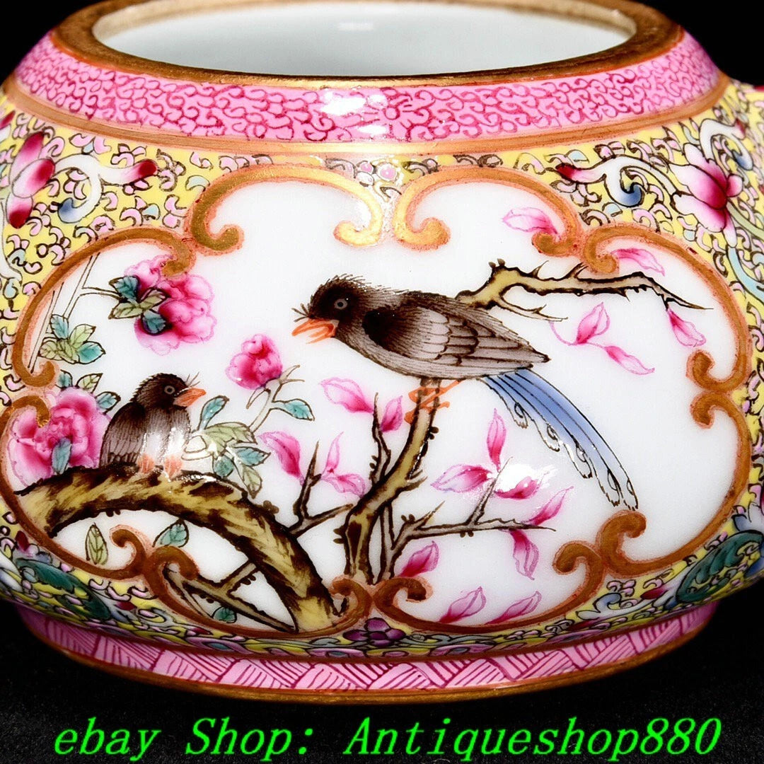 5.1"Qing Qianlong Enamel Colour Porcelain Gold Flower Bird Wine Tea Pot Flagon | eBay