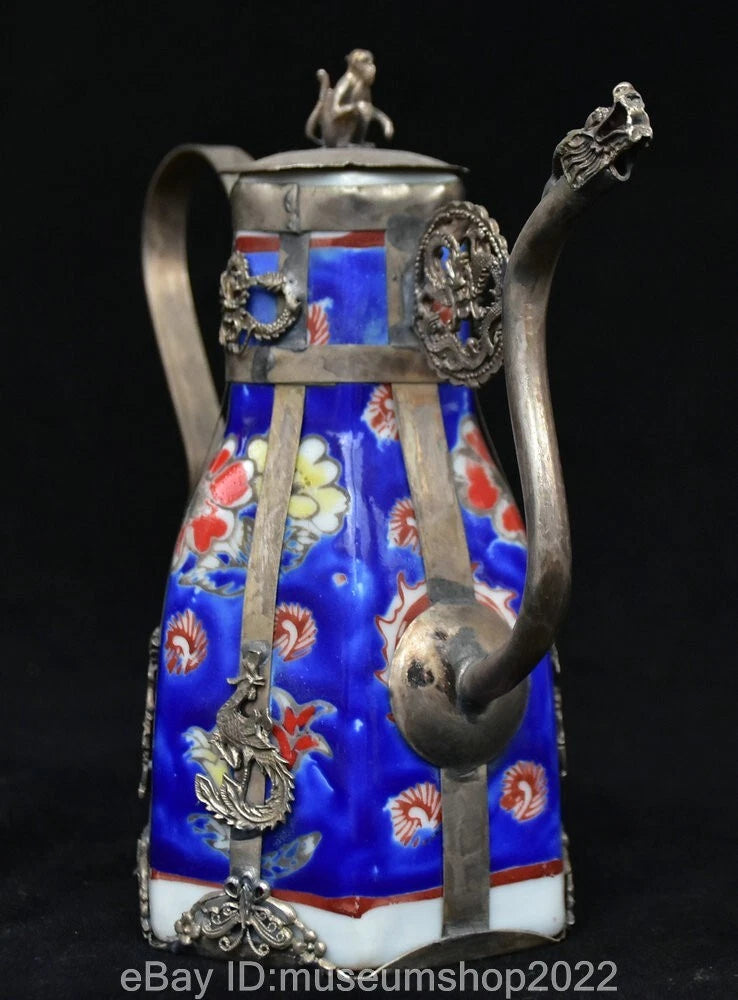 5.8 " Old Chinese Copper Enamel Porcelain Dynasty Portable Kettle Teapot Statue | eBay