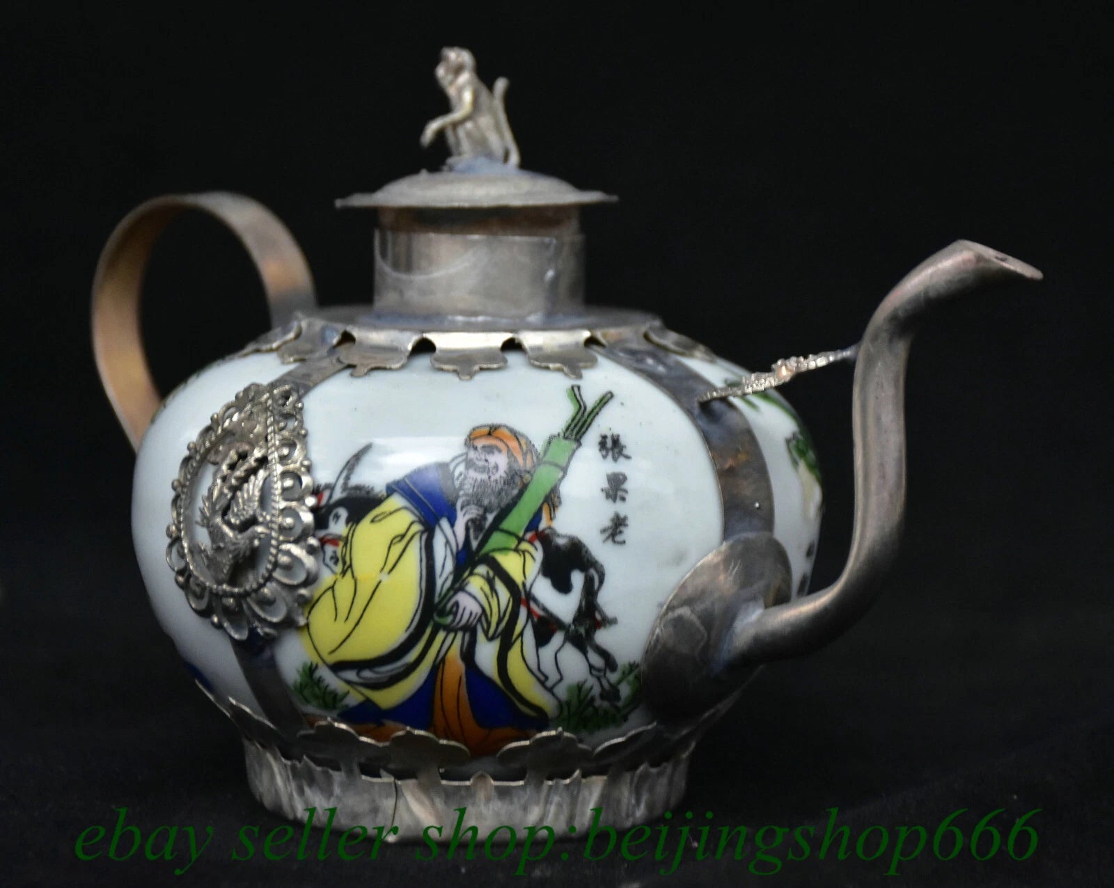 6" Old Chinese Copper Enamel Porcelain Dynasty Beauty Belle Teapot Kettle Statue | eBay