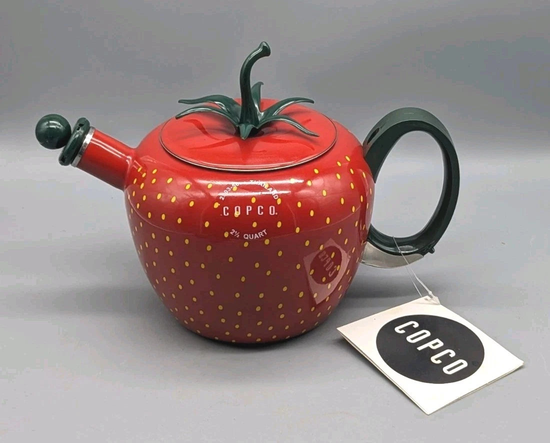 2004 Copco Strawberry Tea Kettle Enamel Pot 2.5 Qt  New With Tag