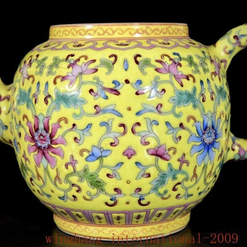 6.8"China Qing Dynasty enamel porcelain flowers pattern Tea makers Tea Pot