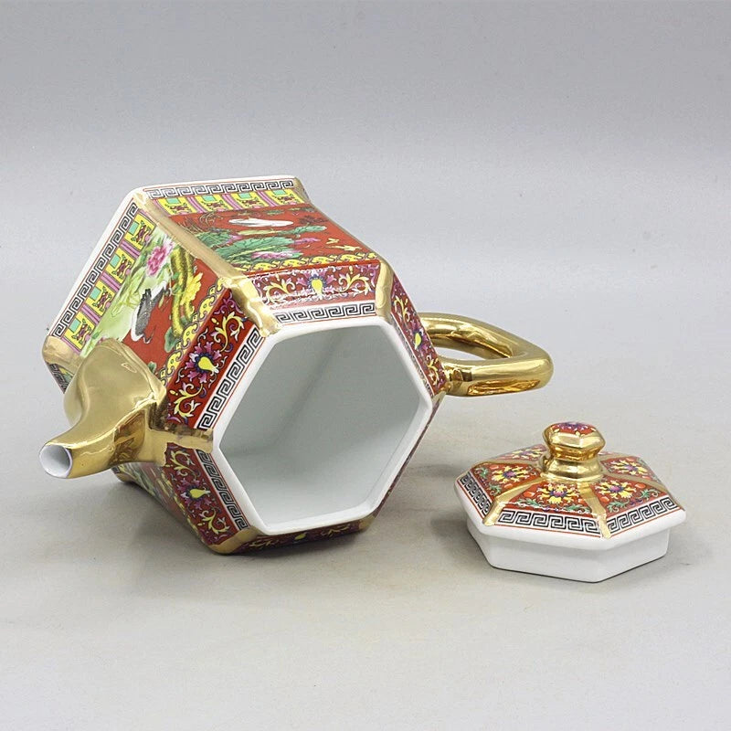 6.5" Chinese Qing Colour Enamels Porcelain Gild Flower Six Sides Teapot | eBay