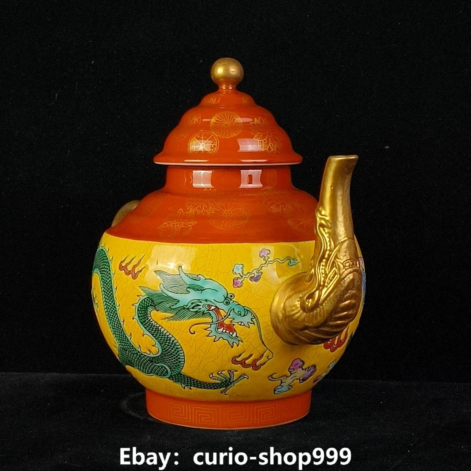 6.6" Yongzheng Enamel Colour Porcelain Gilt Dragon Phoenix Wine Tea Pot Flagon