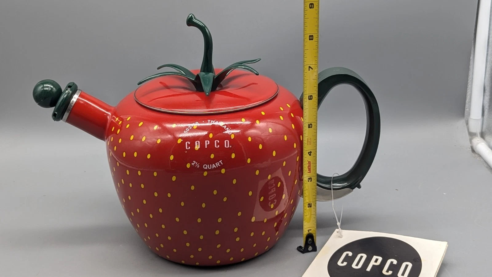 2004 Copco Strawberry Tea Kettle Enamel Pot 2.5 Qt  New With Tag