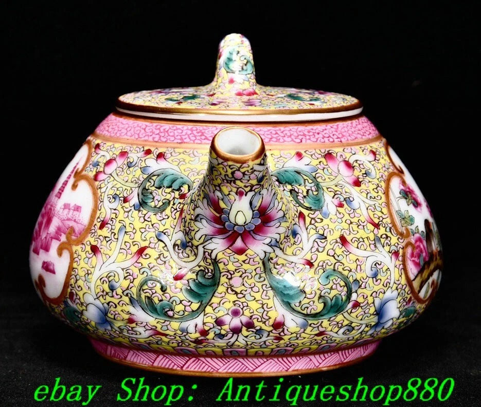 5.1"Qing Qianlong Enamel Colour Porcelain Gold Flower Bird Wine Tea Pot Flagon | eBay