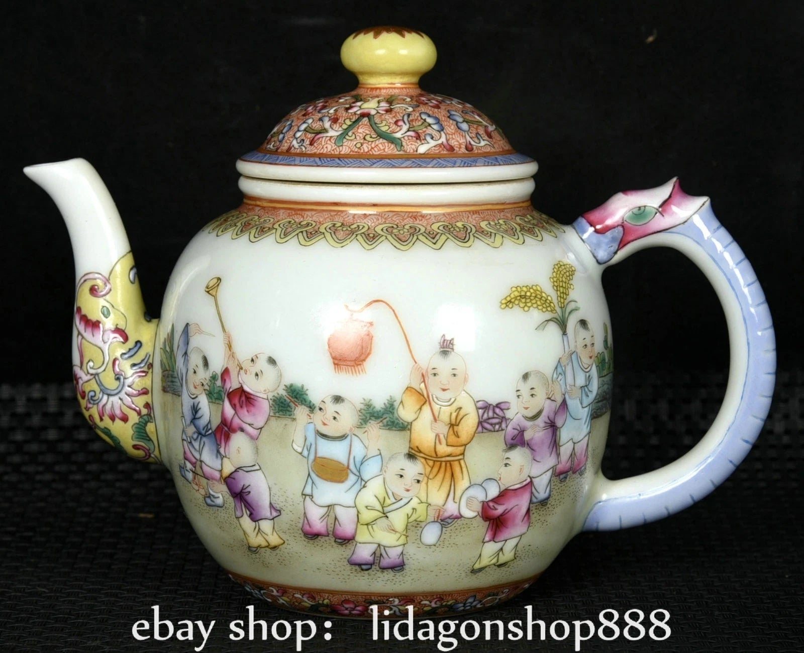 6.2" Qianlong Marked Enamel Porcelain Gilt Human Child Pattern Wine Teapot | eBay