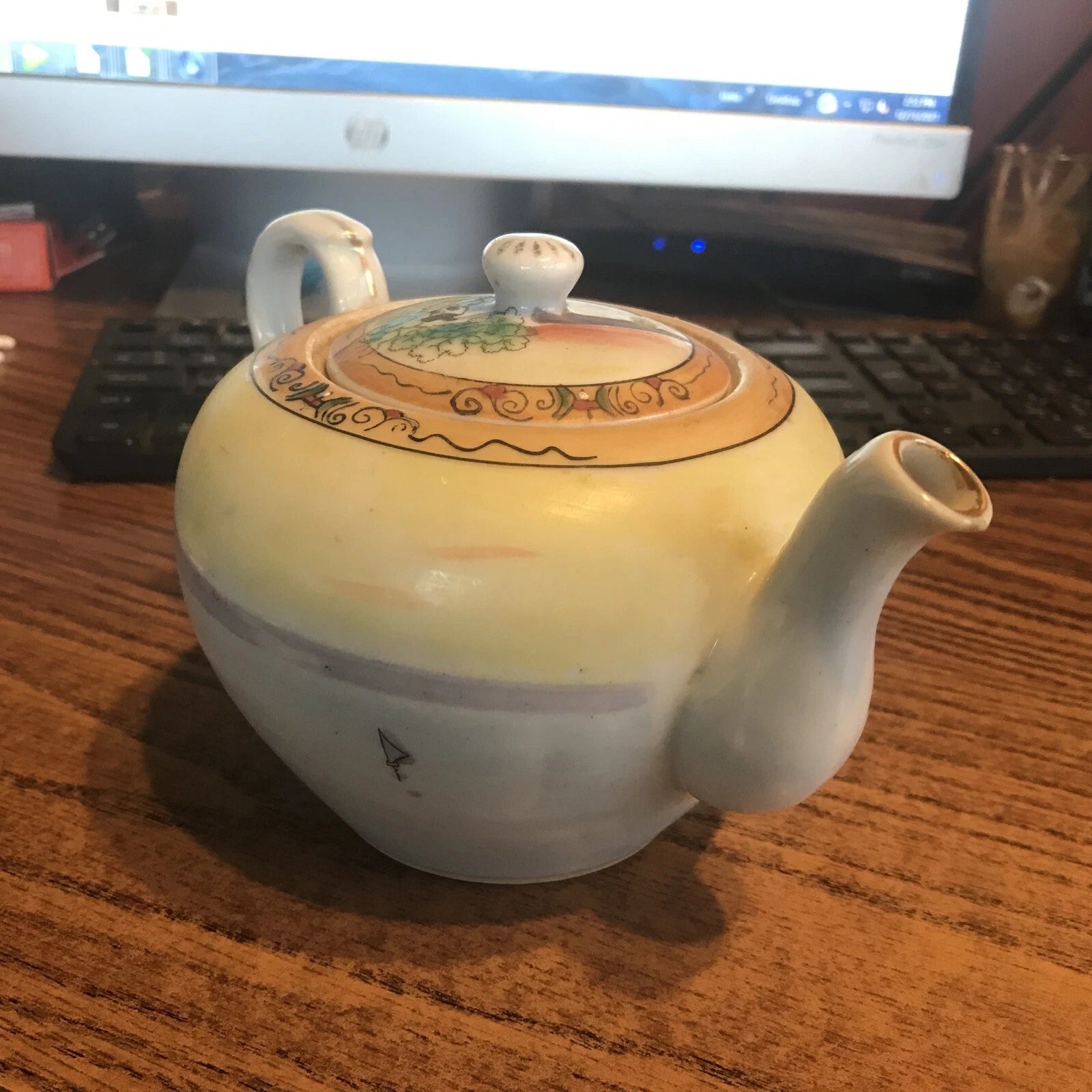 "Made in Nippon" - Hand Painted Landscape Scene Sunset - Lake - Enamel Teapot | eBay