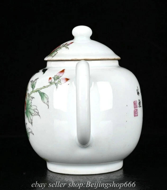 6.8" Old Chinese Kangxi Enamel Porcelain Dynasty Flower Tea Pot Kettle | eBay