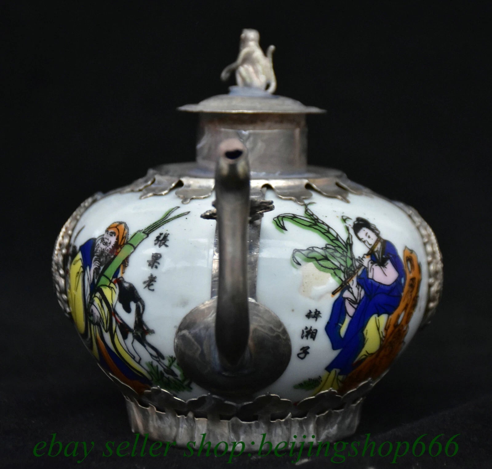 6" Old Chinese Copper Enamel Porcelain Dynasty Beauty Belle Teapot Kettle Statue | eBay