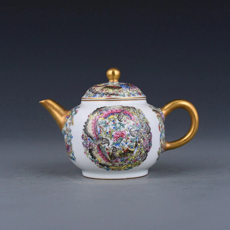 5.3" Old dynasty Porcelain yongzheng mark colour enamels Butterfly Flower Teapot | eBay