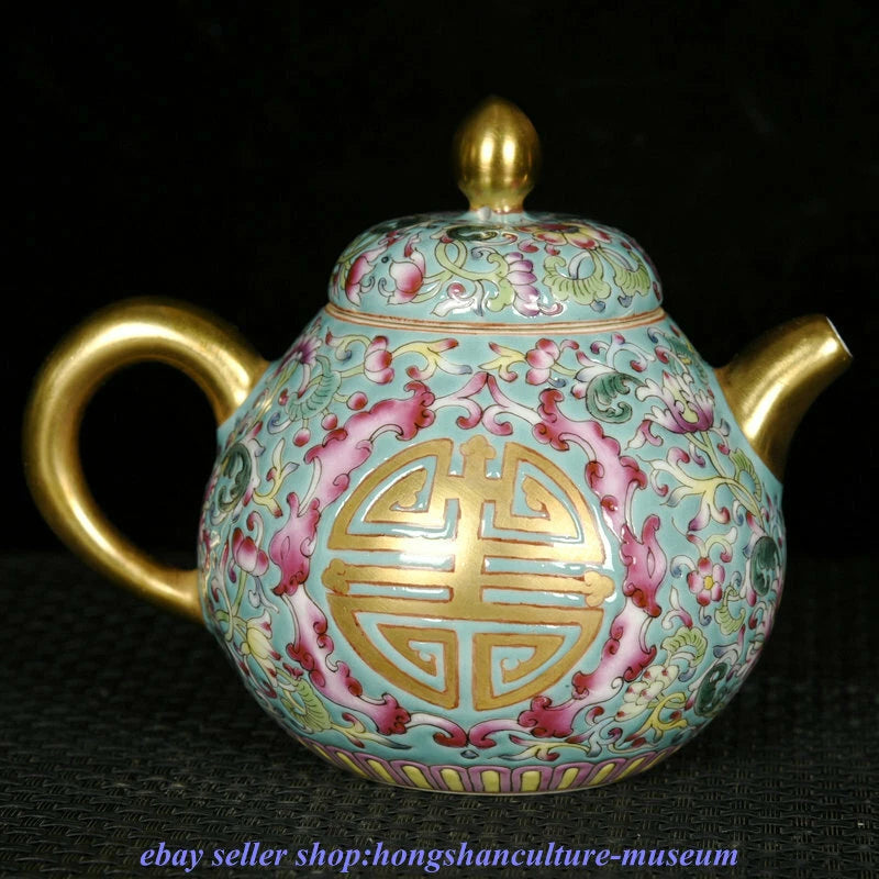 4.8 " Yongzheng Marked China Colour Enamel Porcelain Gilt Dynasty Flower Teapot | eBay