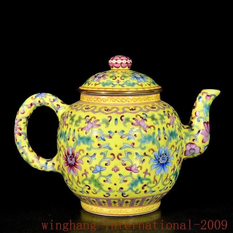 6.8"China Qing Dynasty enamel porcelain flowers pattern Tea makers Tea Pot