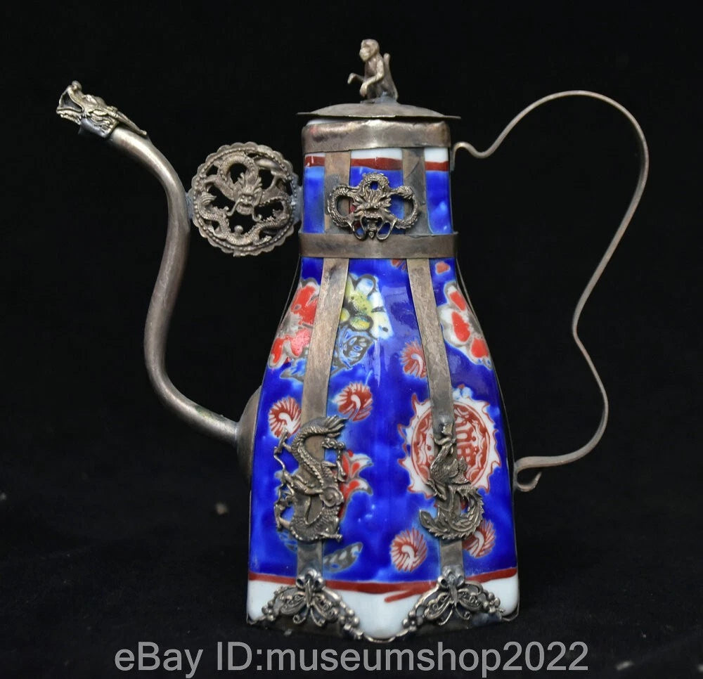 5.8 " Old Chinese Copper Enamel Porcelain Dynasty Portable Kettle Teapot Statue | eBay