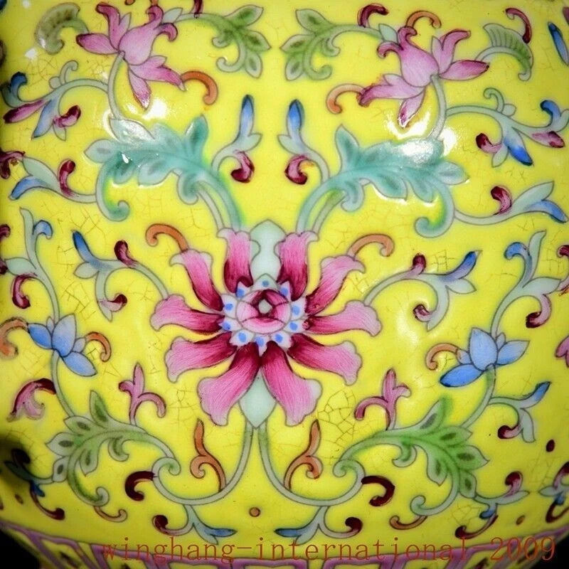 6.8"China Qing Dynasty enamel porcelain flowers pattern Tea makers Tea Pot