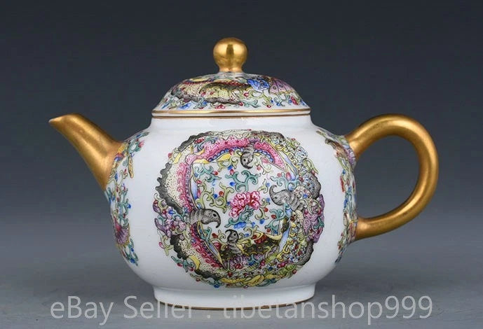 5.4" Old Chinese Yongzheng Marked Enamel Porcelain Flower Butterfly Teapot | eBay