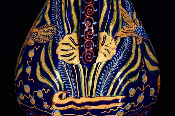 12.4" Cloisonne enamel porcelain Sea grass fish statue Flagon Tea makers Tea Pot