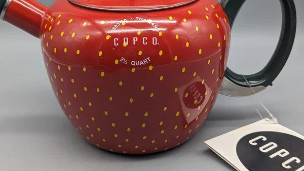 2004 Copco Strawberry Tea Kettle Enamel Pot 2.5 Qt  New With Tag