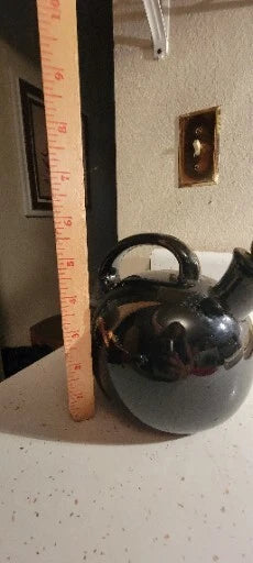 HTF VINTAGE PORCELAIN HANDLED BLK ENAMEL JAPANESE SOY SAUCE TEAPOT CORK RARE | eBay