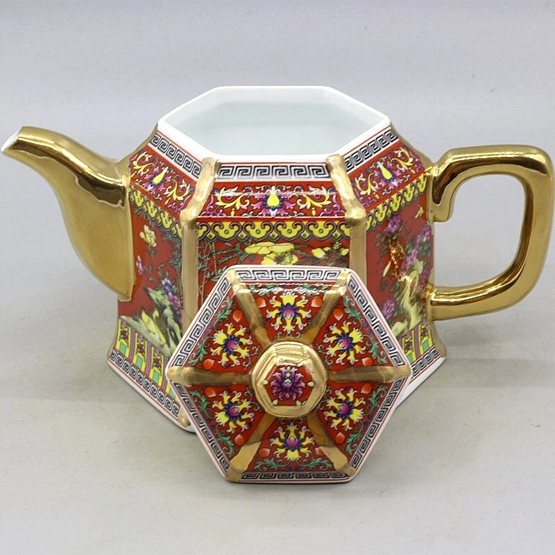 6.5" Chinese Qing Colour Enamels Porcelain Gild Flower Six Sides Teapot | eBay
