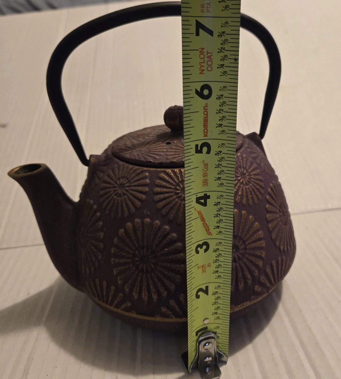 Purple and Gold Flower Cast Iron Teapot Black Enamel Interior 5.5 in | eBay