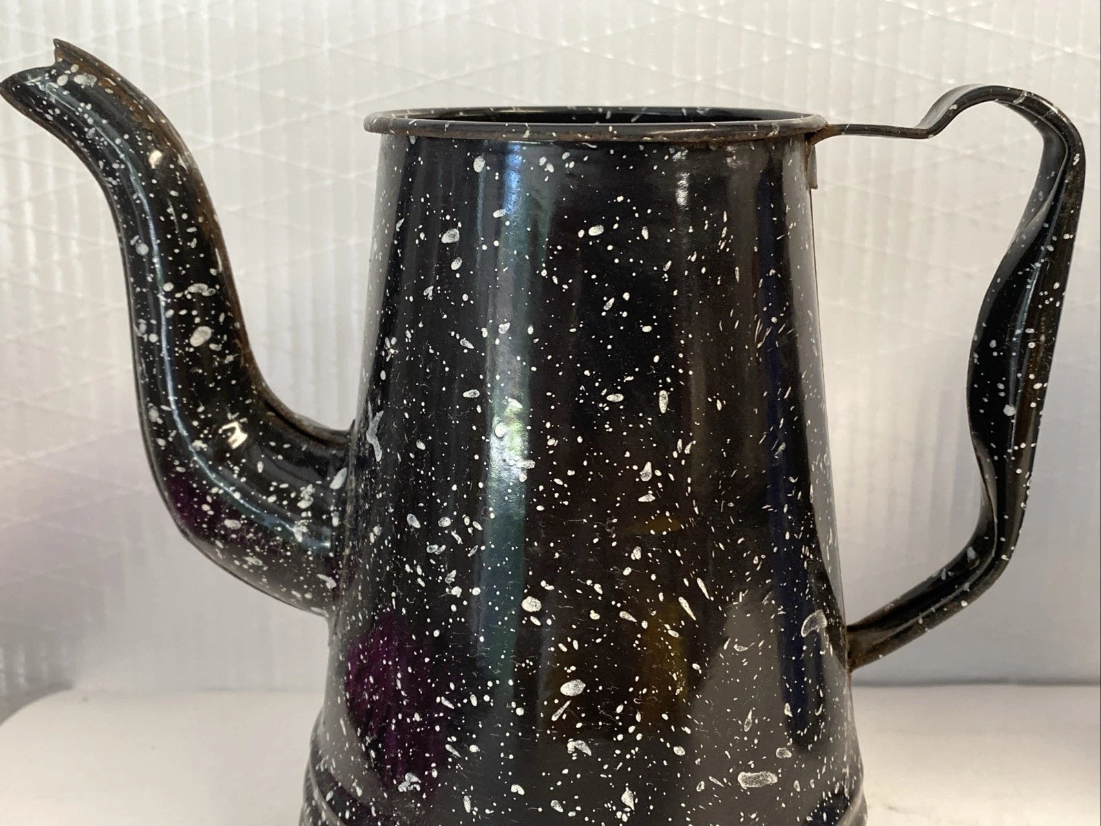 Vintage Graniteware Enamel Gooseneck Farmhouse Coffee Tea Pot Kettle blue swirl | eBay