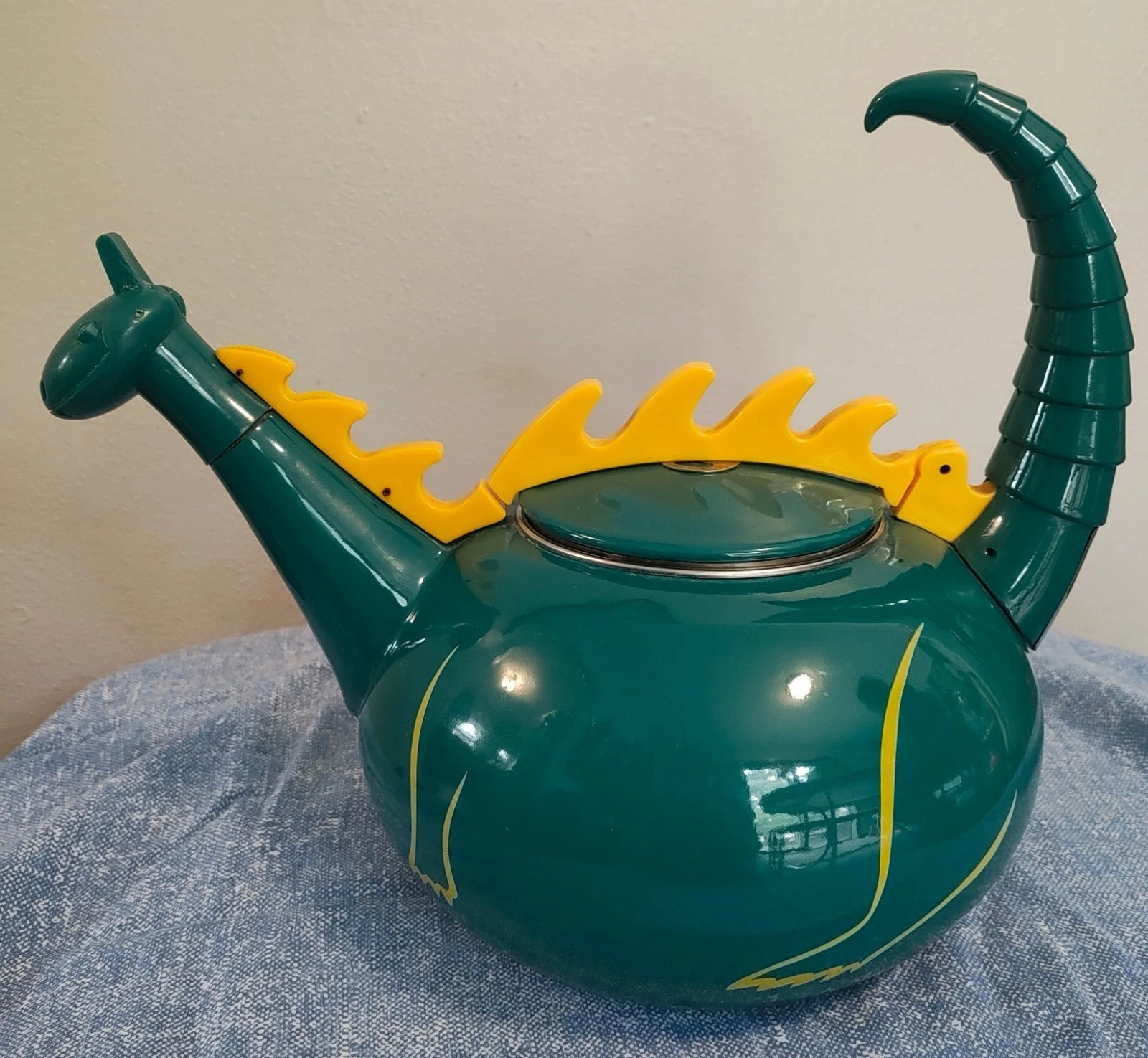CopCo Kett A Saurus Dinosaur Kettle 1994 Dragon Tea Pot HTF teal yellow spikes | eBay