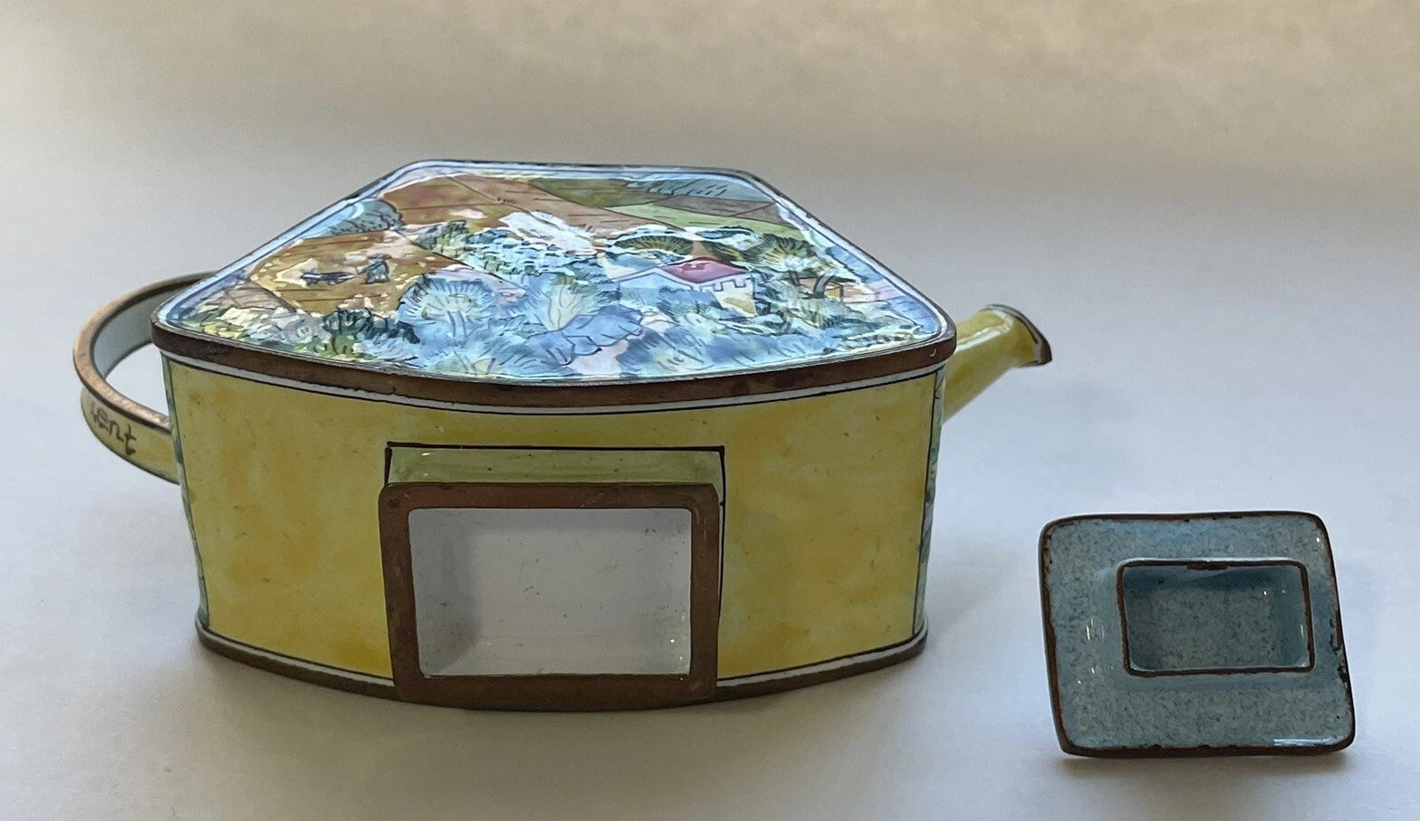 Charlotte Di Vita Enamel Mini Small Teapot Landscape Vincent Van Gogh Vintage | eBay