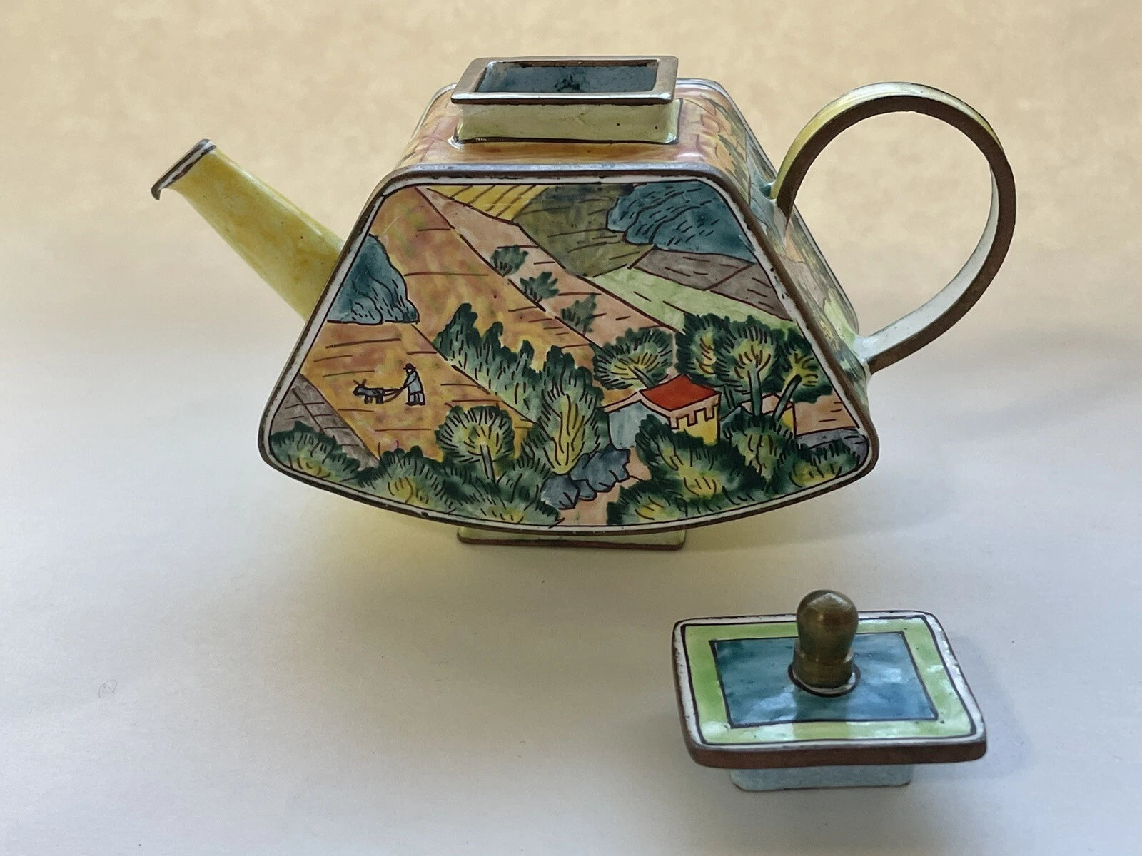Charlotte Di Vita Enamel Mini Small Teapot Landscape Vincent Van Gogh Vintage | eBay