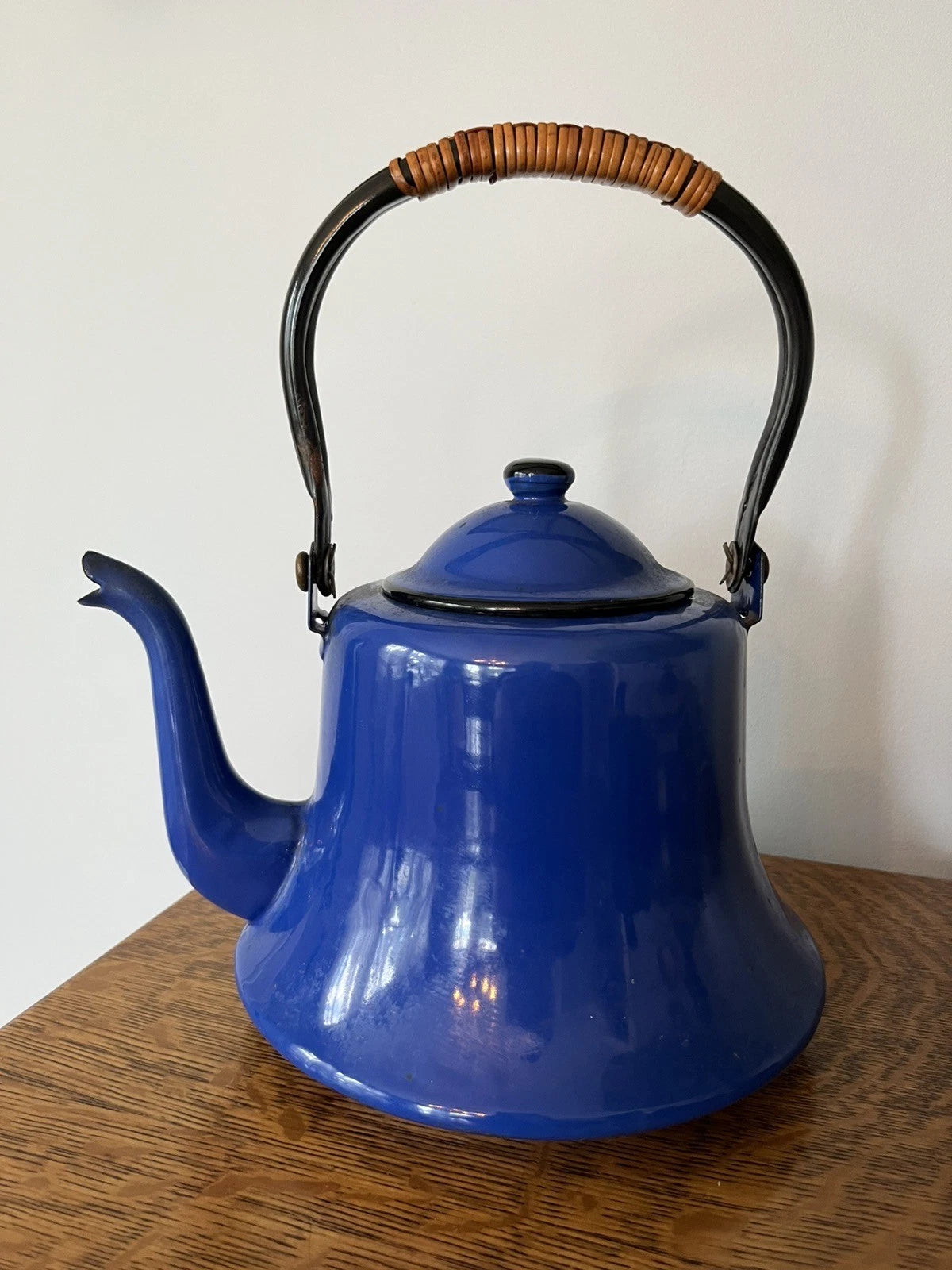 Vintage Dark Blue Enamelware Tea Kettle MCM Japan Enamel Teapot Decor | eBay