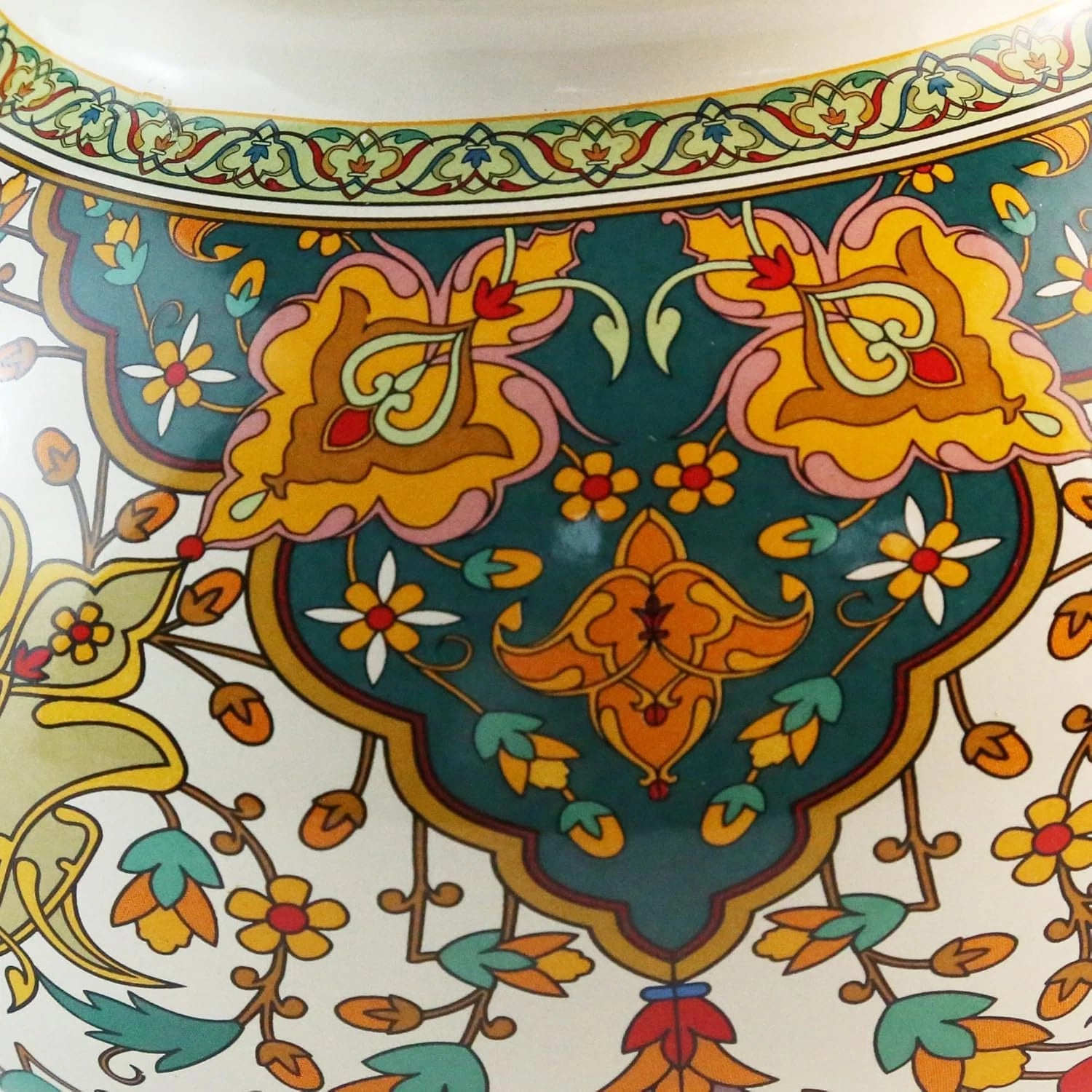 Floral Enamel Tea Kettle Vintage Gold Beige Teapot Colorful Boho Hot Water | eBay